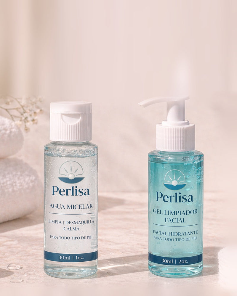 Agua micelar y gel limpiador facial hidratante Perlisa