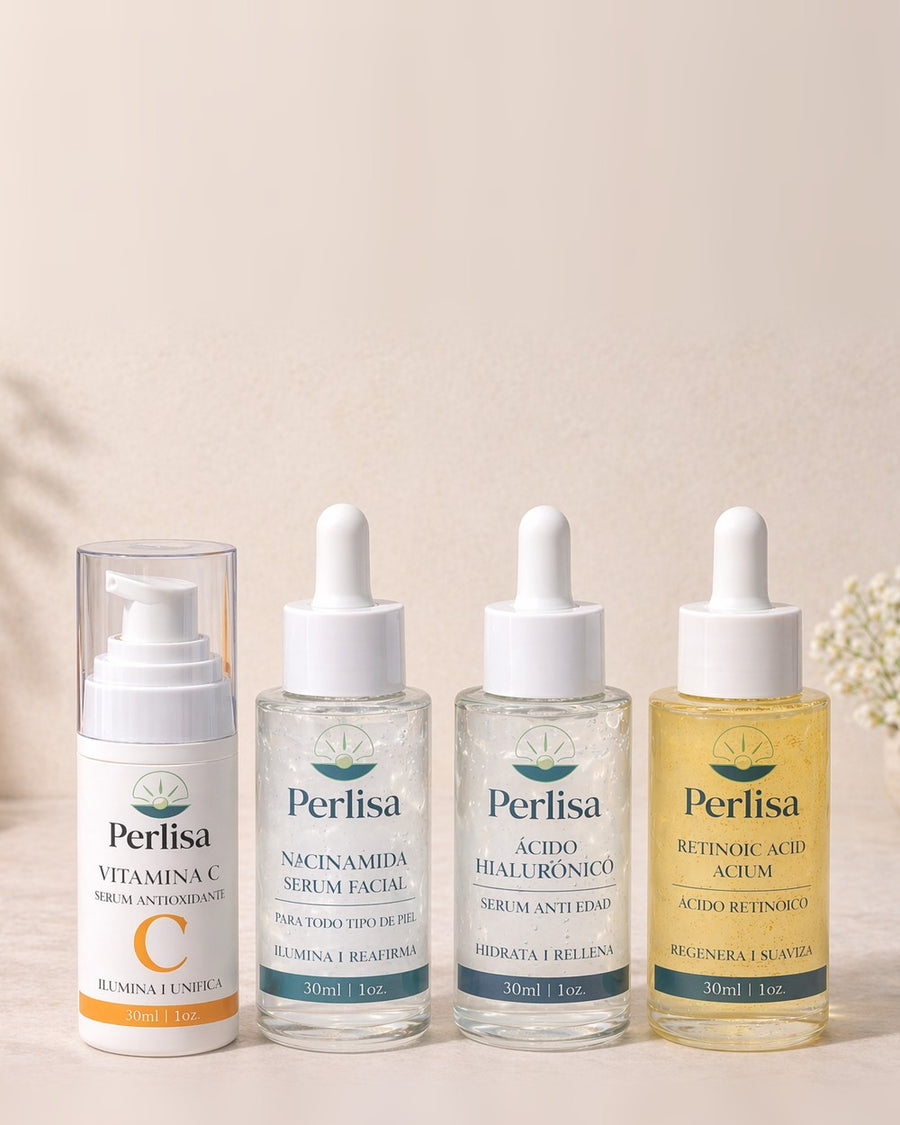 Sérums faciales Perlisa: vitamina C, niacinamida, ácido hialurónico y ácido retinoico